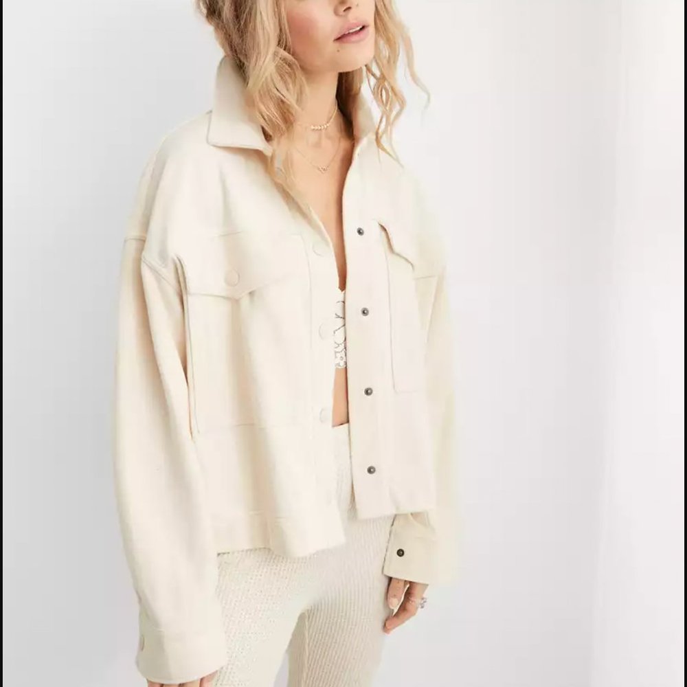 Aerie Fleece Cropped Shacket NWT
